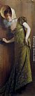 Pierre Carrier-Belleuse Elegant Woman In A Green Dress painting